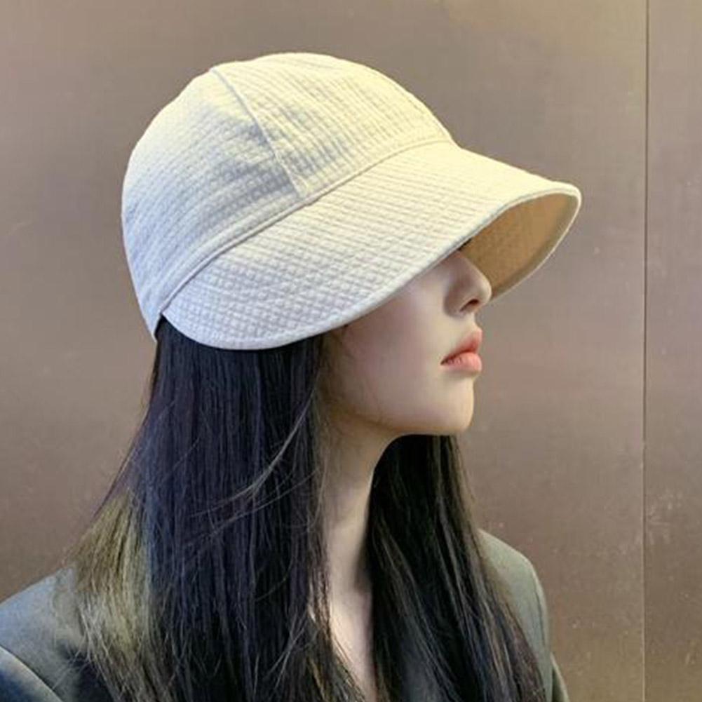2024 Hat Women's Autumn Waffle Bucket Hat Women's Solid Color Drawstring Peaked Cap Wide Brim Sunshade Fisherman Hats Sunshade
