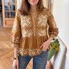 ZANZEA Women Bohemian Print Casual V-Neck 3/4 Sleeve Loose Blouse