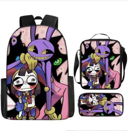 DER ERSTAUNLICHE DIGITALE ZIRKUS Rucksack-Set aus 3 Stück Großer Schulrucksack Reise-Tagesrucksack für Kinder Jugendliche Erwachsene
