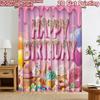 2D Flat Printing 2pcs Curtain Curtain Birthday Sweet Treats Digital Printed Polyester Drapes Family Party Use for Art Party for