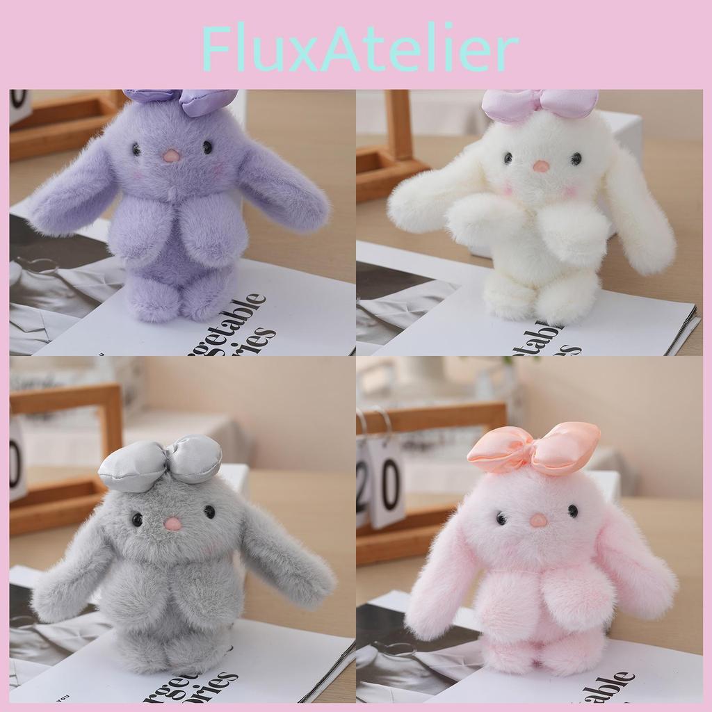 Stuffed Animal Bunny With Bow Keychain Pp Cotton Filling Key Chain