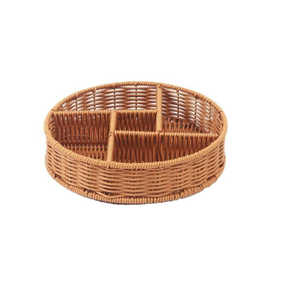 Hardness Rattan Wicker Woven Serving Baskets Khaki Restaurant Serving Tabletop Display