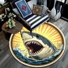 Great White Shark Round Area Rug,Carpet Rug for Living Room Bedroom Sofa Playroom Decor,Non-slip Floor Mat