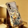 Butterfly Flower Electroplated Glass Phone Case Suitable for Samsung Galaxy S26 S25 S24 S23 S22 S20 FE/Ultra/Plus Anti Drop