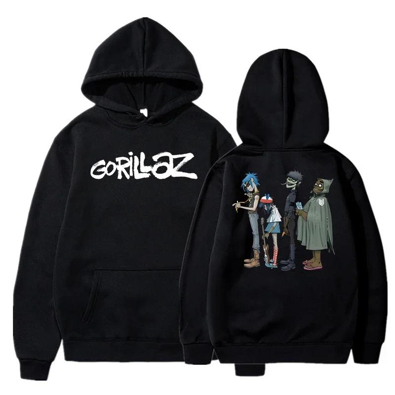 Herbst und Winter Pullover Langarm Locker Weich Sweatshirt Streetwear Mantel Gorillaz Druck Damen und Herren Hoode