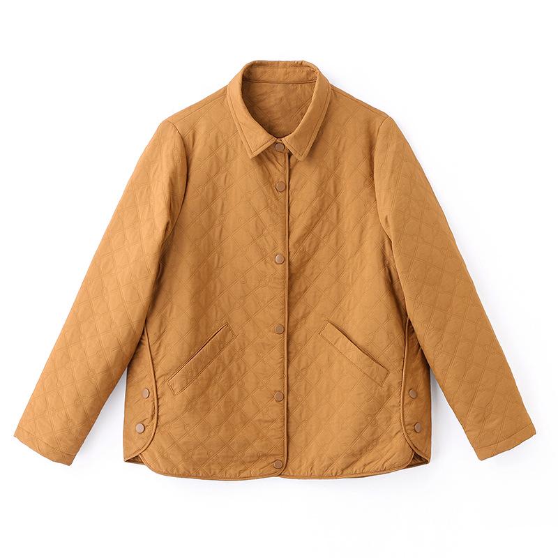 Argyle Women's Loose Lapel Jacket - Spring/Autumn 2024 Fashion for Middle-Aged Mothers, Plus Size, Casual Versatile Top