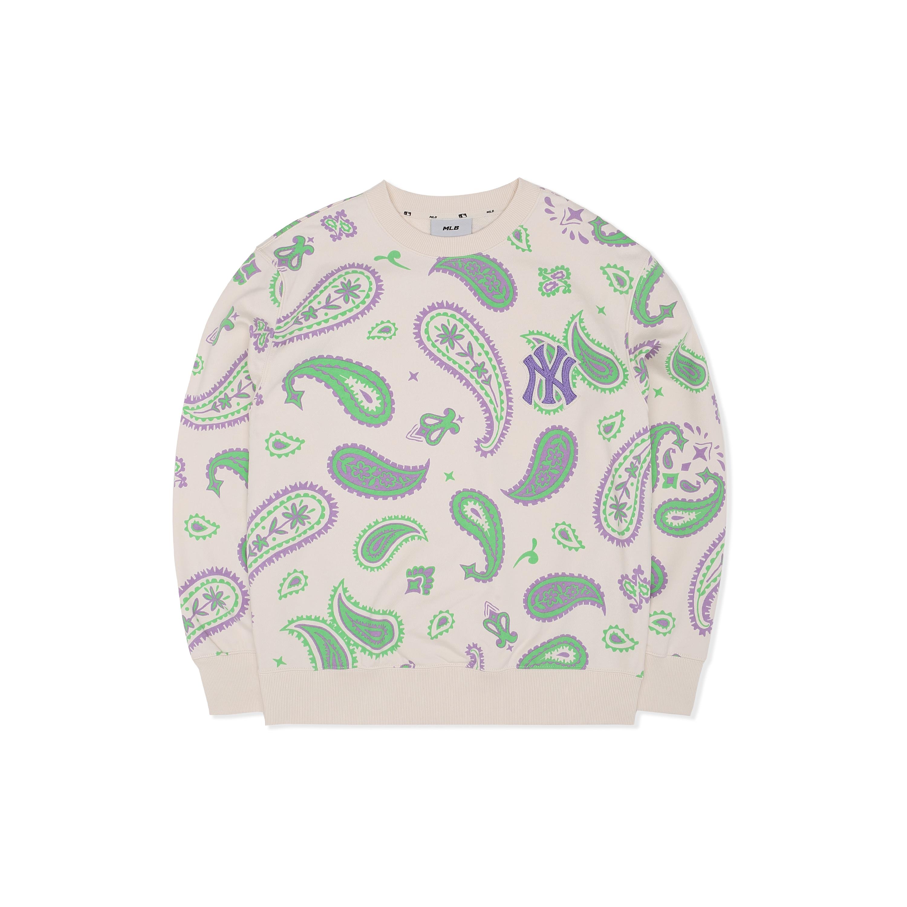 MLB Cashew Flower Sweatshirts Unisex Cream Crew Neck Moderate Regular 3AMTI0224-50CRS L