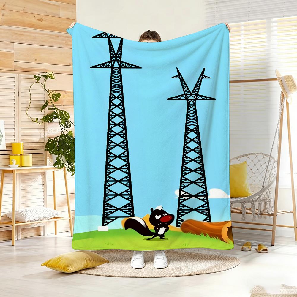 Kids Cartoon S-Skunk Fu Throw Lightweight 240G Flannel Blanket Soft Skin-Friendly For Summer Cooling