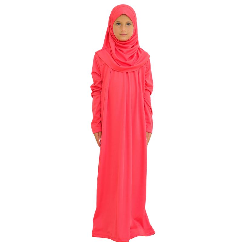 Rochie de Rugăciune pentru Copii Haine Musulmane pentru Fete Abaya cu Mâneci Lungi cu Hijab Set Maxi Islamic din Două Piese Eșarfă Caftan Jilbab