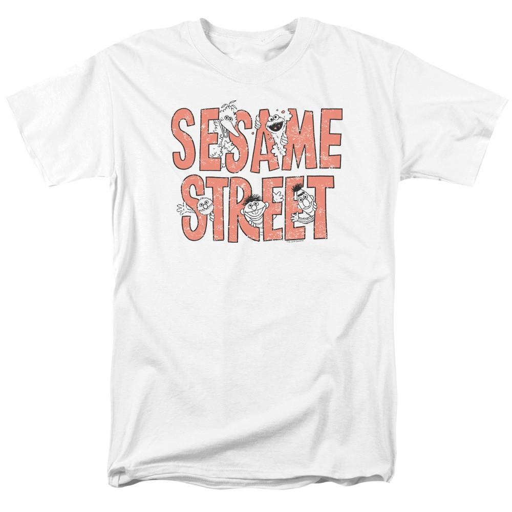 Sesame Street - In Letters - Adult Unisex Short Sleeve T-Shirt - White 4XL