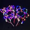 Crown LED Rabbit Ears Headband Luminous Hair Hoop Glowing Cat Ears Hair Band Funny   Kid