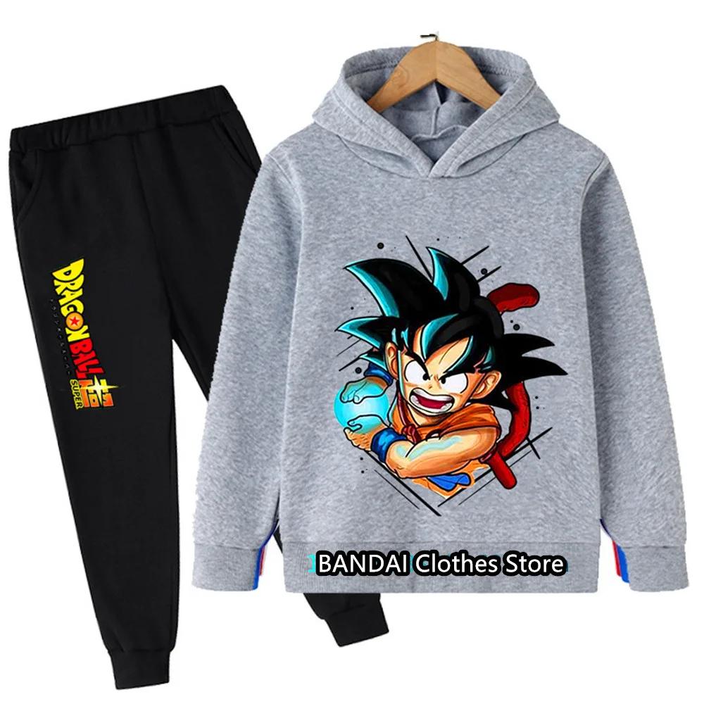 New 2025 Dragonball Hoodie Kids Spring Sportswear Boys and Girls Goku Sweatshirt Boys Clothes Girls Set Hoodie Pantsuit Children