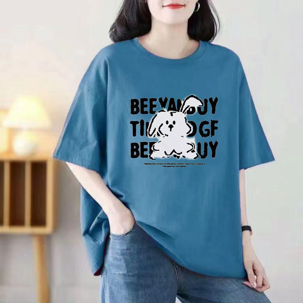 Sommer Damen Neues Cartoon-Druck Kurzarm-T-Shirt Lockere Oberteile