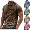 Men's Summer Retro Vintage Solid Color Sports Button Pocket T-shirt