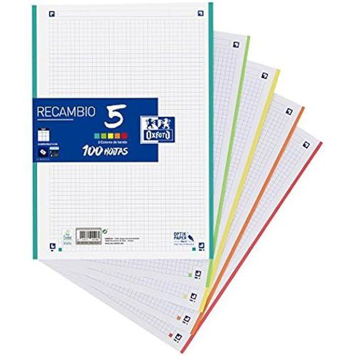 Classeur a4+ - oxford - modèle extra rigide - 4 anneaux - couverture élastique - recharge quadrillée 5x5