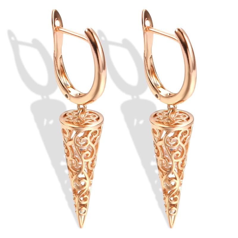 Earrings retro style hollow design plated real gold fashion women s earrings accessories