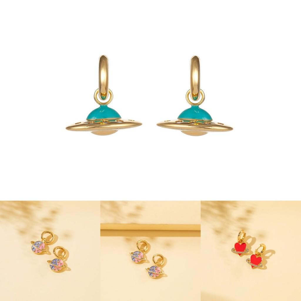 Trendy Winter 2021 Alloy Earrings Stylish Heart And Planet Designs Jewelry