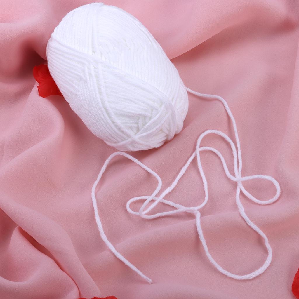 50g Milk Cotton Yarn Cotton Chunky Hand-woven Crochet Knitting Wool Yarn Warm Yarn for Sweaters Hats Scarves DIY (White)