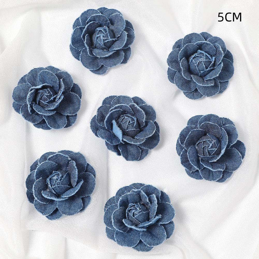 3/5PCS Blue Artificial Flowers Heads Fake Flowers Wedding Decoration Bride DIY Clothes Headwear Accessory Craft Gifts Ornament