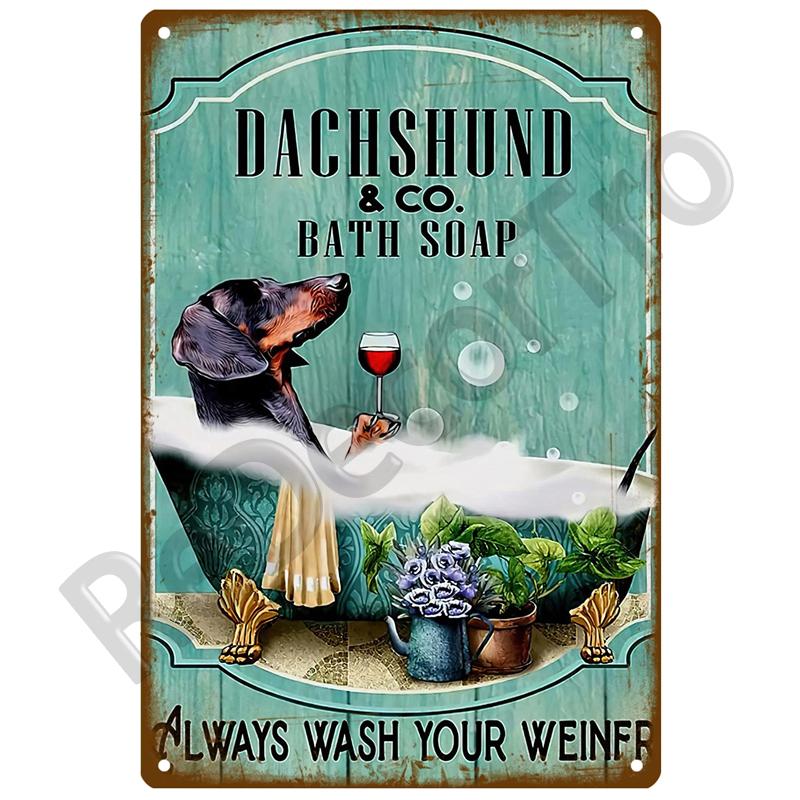 Retro Black Cat Metal Vintage Poster Funny Dog Wall Art Pet Sign Cafe Mural Plaque Metal Sign Tin Sign Plate Bathroom Home Decor