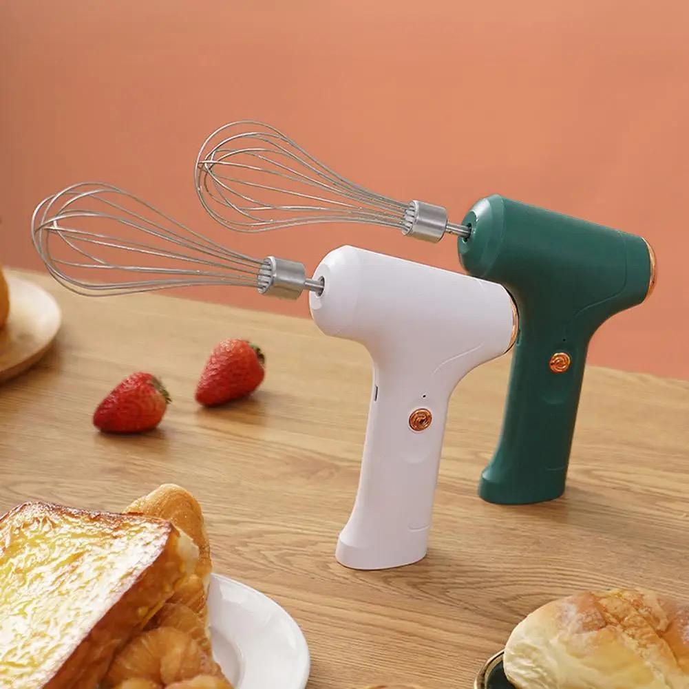 Cordless Hand Mixer, Electric Whisk Rechargeable Handheld Egg Blender, Portable Whisk for Breakfast Pancake
