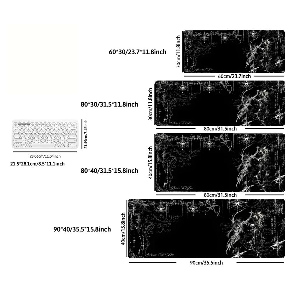 XXL Dark Gothic Skull Large Mousepad Skeleton Floral Pattern Deskmat Non-Slip Rubber Gaming Pc Keyboard Gamer Mouse Mats