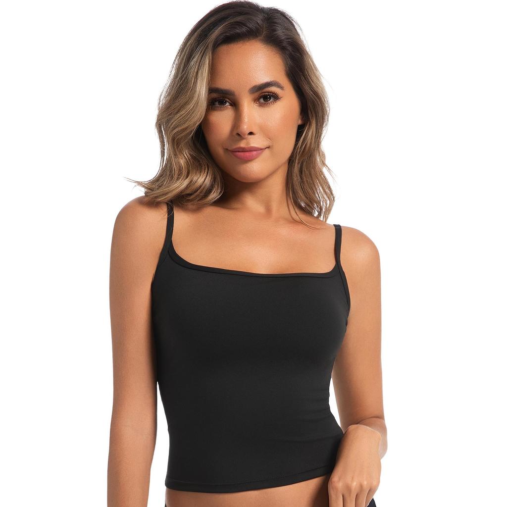 Sexy Tanktop für Damen mit quadratischem Ausschnitt, für den Sommer, zum Ausgehen, Basic-Cami-Shirt mit verstellbaren Trägern und schlanker Passform
