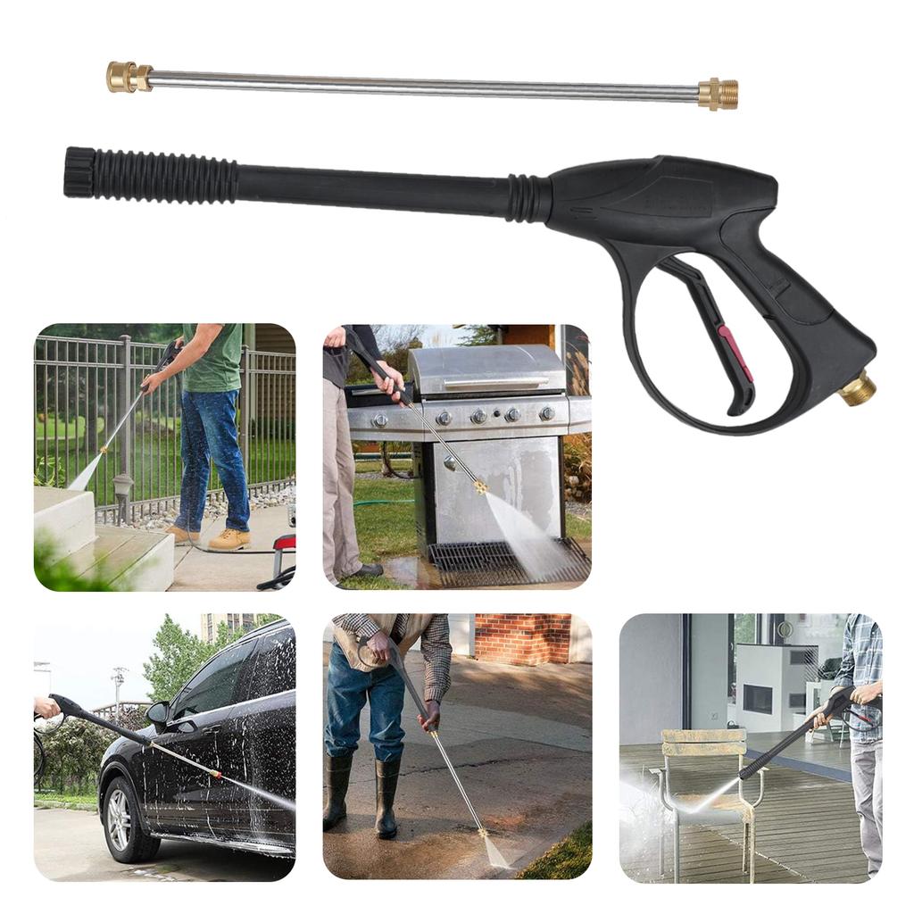 Pressure Washer Gun Max 40MPa(5800PSI) with 66cm26inch Black M22 Hose Kits 14inch Quick Connect