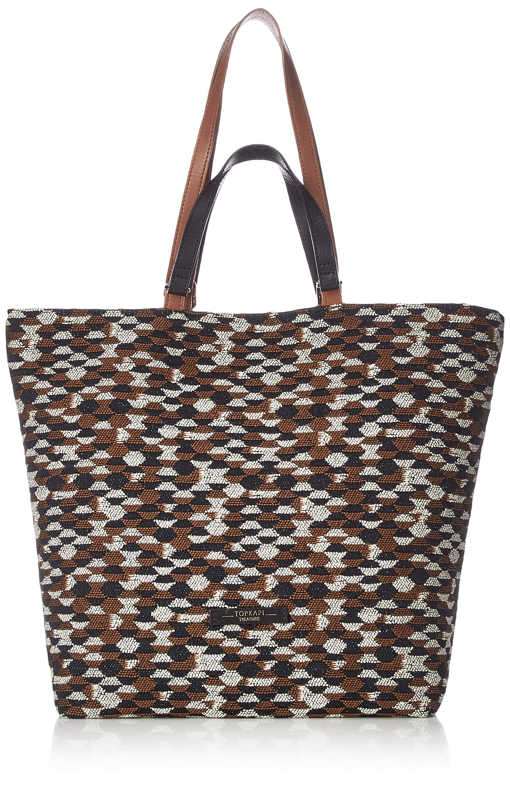 

Italian Fabric Double Handle A4 Tote Bag Geometric 503063101619 Brown [Topkapi] -