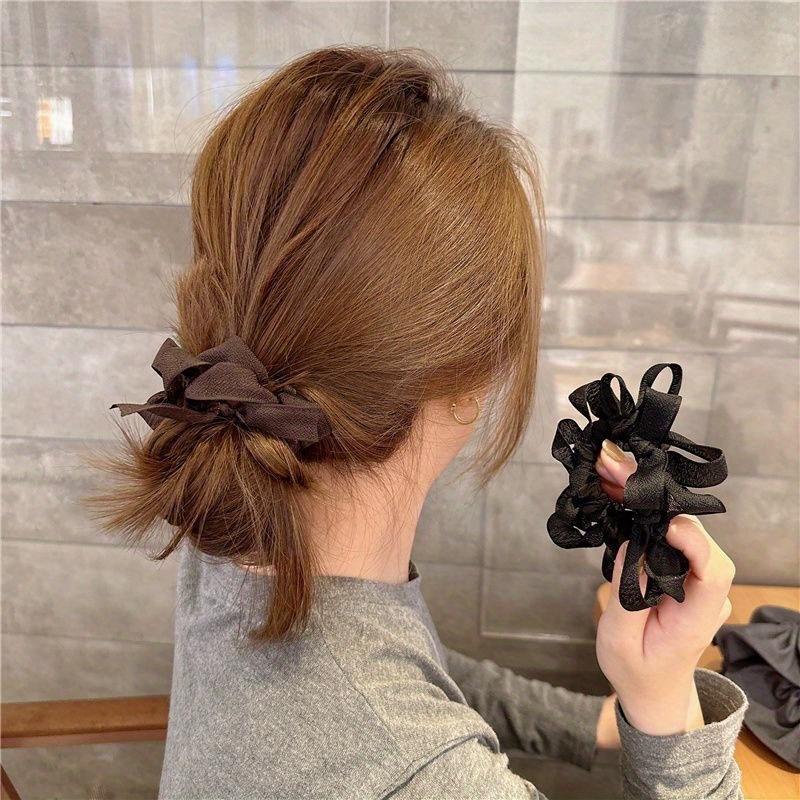 1PC Elegant French-style Vintage Bow Hair Ties Twisted Hair Bands with Secure Grip, Classic Women's Hair Accessories Suitable for Ponytails and Buns