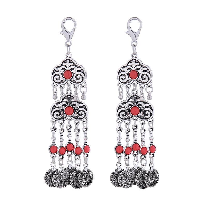 Kazakh Princess Tassel Keyring: Ancient Style Alloy Backpack Pendant & Hair Accessory with Lobster Clasp