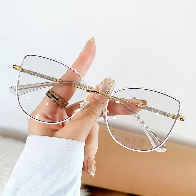 

New Cat Eye Metal Eyeglasses Frame Blue Light Blocking Optical Glasses Anti Blue Light Glasses Eyewear