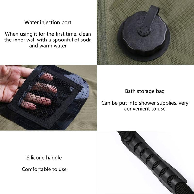 Durable 20L Outdoor Travel Camping Shower Water Bag Solar Heating Portable Shower Camping Hiking Climbing Bath Equipment