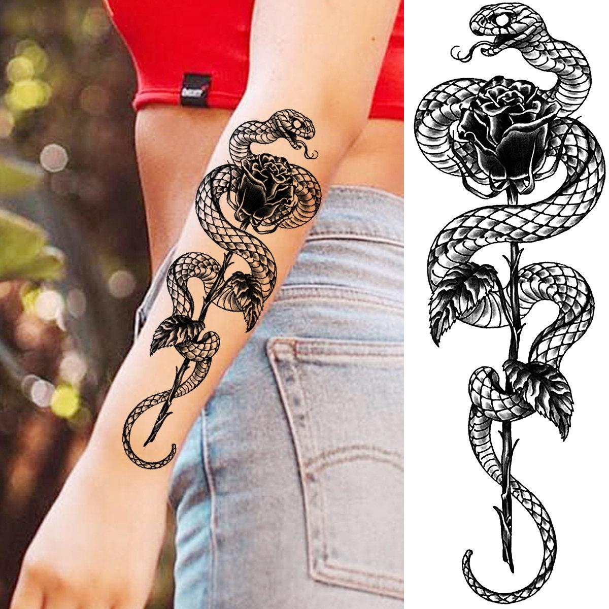 NTRUXZP 9 Blatt Realistische Schlangen-Tattoos – 3D Fake Tattoos Für Unterarm, Halloween, Gothic