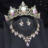 Water Drop Bridal Jewelry Sets Luxury Tiaras Crown Necklace Earrings Wedding dress Dubai Jewelry Set Costume accessories