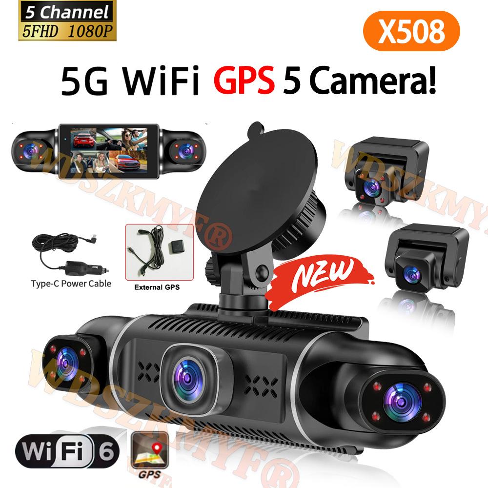 5 Channels 360° DashCam WIFI GPS 5*1080P DVR Car 4way Car Video Recorder camera Front inside Rear View Camera 24H Parking