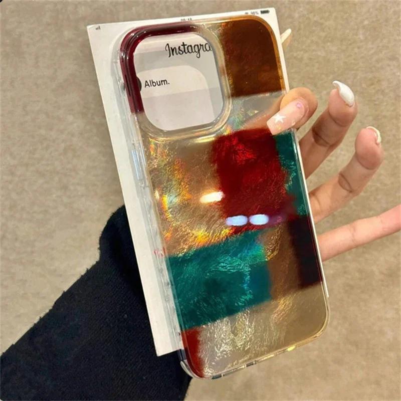 

Чехол для телефона с принтом «Вихревой узор», зеленый и коричневый, сетчатая вставка, для iPhone 11 12 13 14 15 16 Pro Max, лазерное серебро, противоударный чехол For iPhone 13 Pro