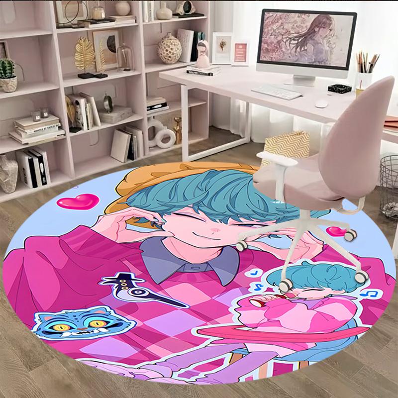 1pc KPop Demon Hunters31 Print Round Carpet Chair Round Carpet Suitable for Bedroom Living Room Home Decorative Carpet