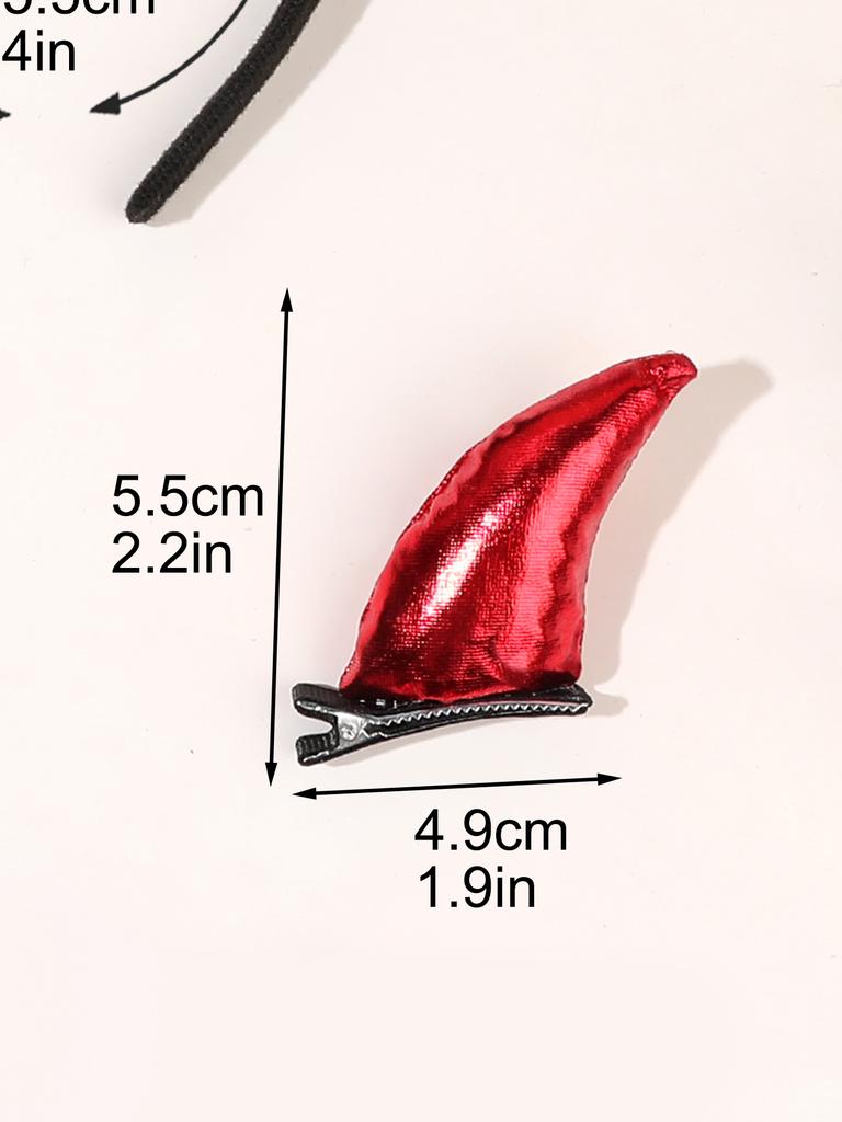 2 Stück Rote Teufelshörner Haarspangen Dämon Alligator-Klammern Glitzer Haarspange Halloween Kleid Cosplay Kostüm Zubehör