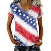 Women V Neck Short Sleeve Pullover T Shirt with Printed Star Pattern Casual Loose Fit Top for Everyday Wear