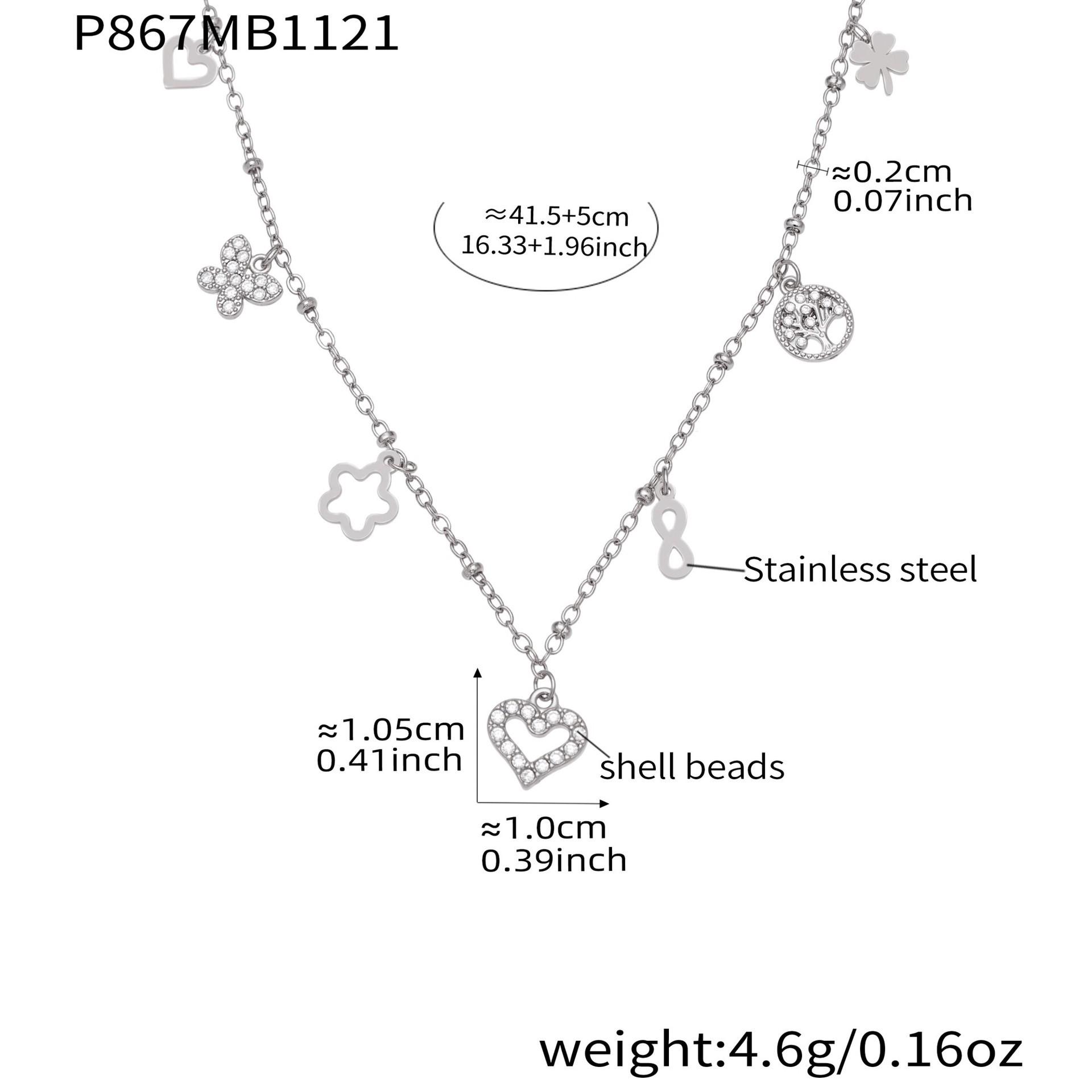 Qiong Yao Lively Heart Zirconia Double Layer Pendant Necklace in 18k Gold-Plated Stainless Steel