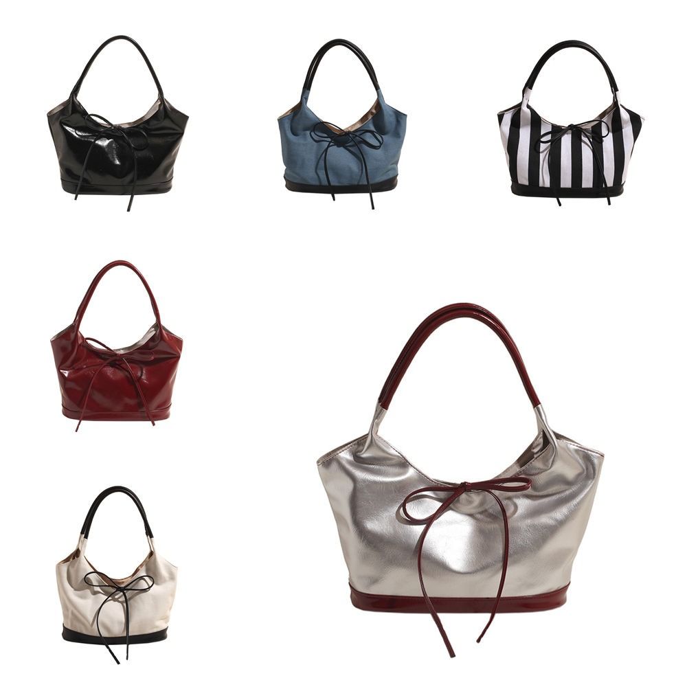 Korean Style Cloth Bow Shoulder Bag Handbag Underarm Bag Versatile Canvas Tote Bag Women