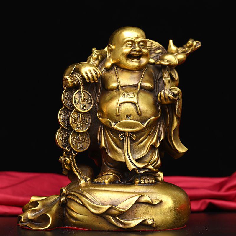 

Metal Maitreya Buddha Ornament Big Bellied Buddha Statue Chinese Feng Shui Ornament Home Decoration Worship Buddha Statues 4x6x10cm