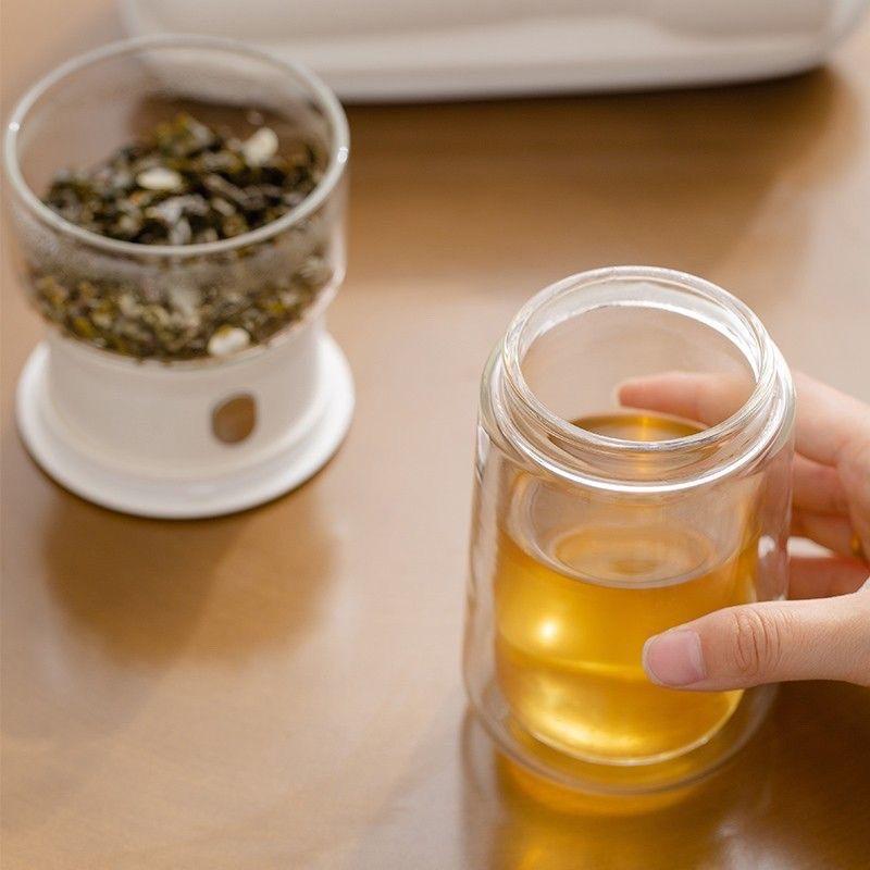 2-in-1 Outdoor Tragbarer Camping Teetasse Reise Teegeschirr Tee-Wasser-Trennungstasse Einzelnes Teegeschirr Mit Teebeutel