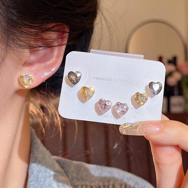 Korean Style Stud Earrings For Women Shiny Zircon Ear Studs Minimalist Jewelry For Daily Wear Party Wedding Gift