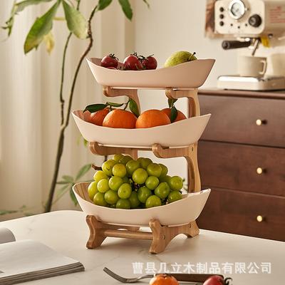 Creative Three-layer Multi-layer Fruit Tray Light Luxury Dried Fruit Tray Bamboo Frame Household Snack Tray Candy Tray Fruit Basket