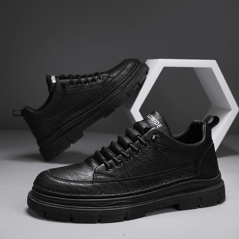 

Мужская обувь 2024 года, осень, новая корейская версия, модная универсальная повседневная обувь, трендовая спортивная кожаная обувь с низким верхом, обувь знаменитостей из Интернета 39 чёрный