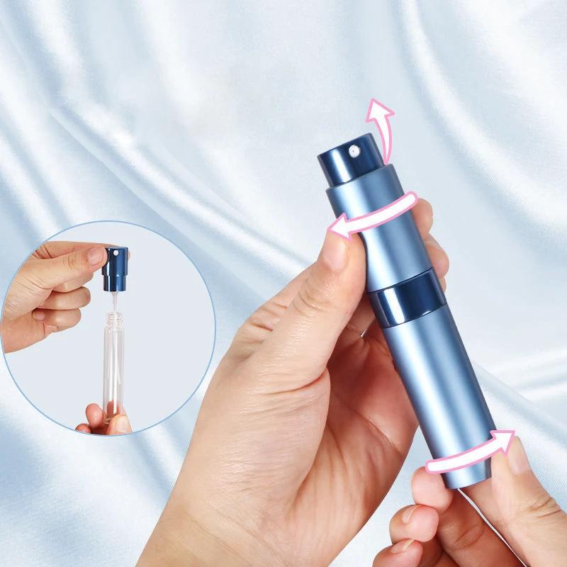 8ml Metal Aluminum Refillable Perfume Bottle Cosmetic Spray Mini Portable Empty Refill Jar Travel Liner Glass Tool