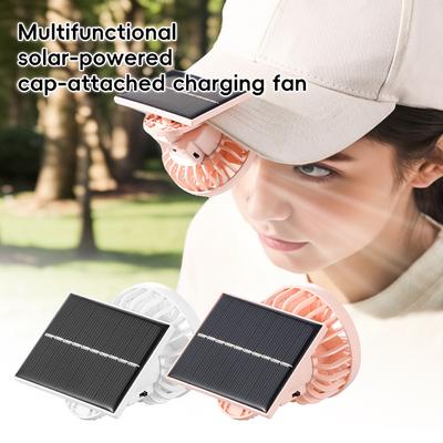 1pc Solar Powered Portable Hand Clip Fan USB Rechargeable Mini Fan Clip On Air Cooling Fan For Summer Outdoor Hiking Camping