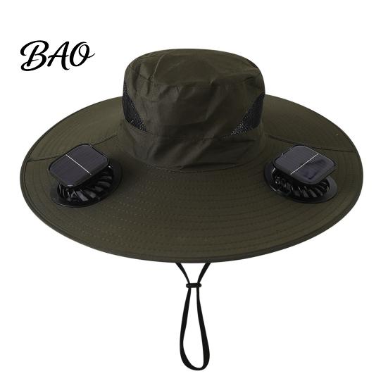 Wide Brim Fan Cap Solar Hat, UPF 50+ Sun Hat with 2 Outdoor Cooling Fans, & USB Rechargeable, 3 Speeds for Fishing/Camping/Hiking/Gardening